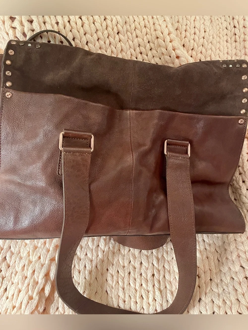 We The Free Shay Stud Tote. Genuine Leather and Suede. Like New!
